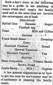 Summer menu, Honeoye Falls Times, July 19, 1917, p 4